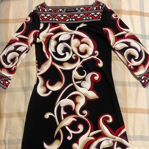 Black, white, and red Art Deco dress from White House Black Market size XS